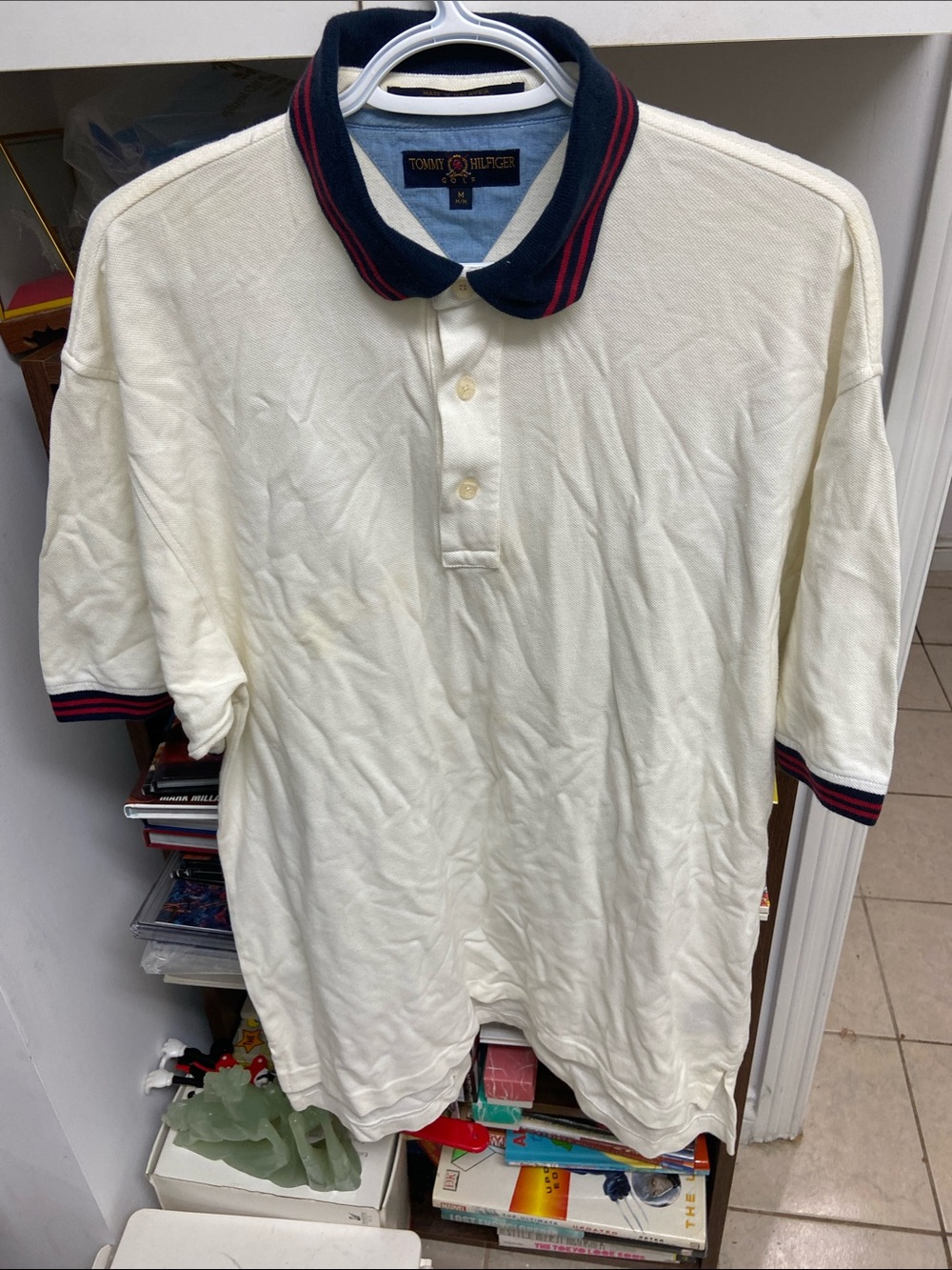 Vintage Tommy Hilfiger Golf Cream Polo Shirt Size Medium